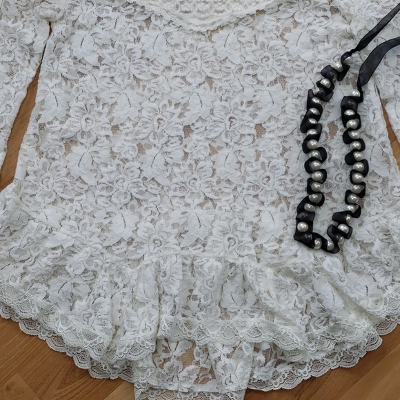 Free People Bell Sleeve Ivory Lace Top - Picture 7 of 15